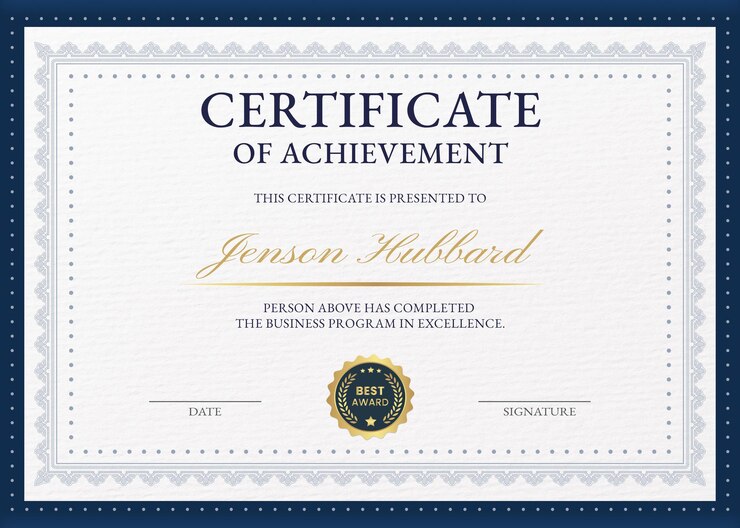PSD un modèle de certificat élégant et luxueux business award