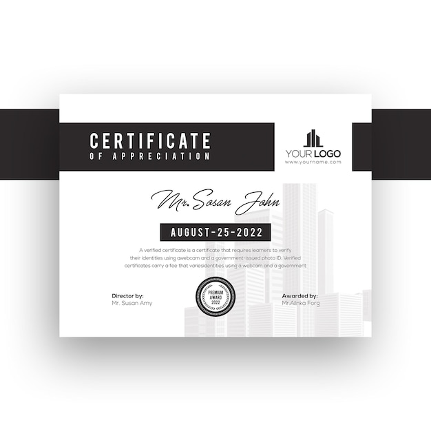 Modèle De Certificat Moderne Dégradé Blanc