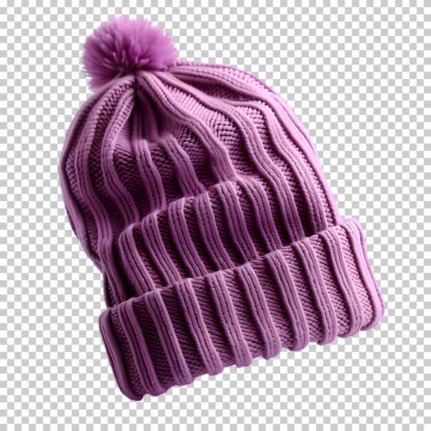 PSD modèle de chapeau d'hiver violet isolé sur un fond transparent