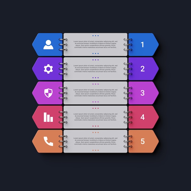 Modèle de chronologie d'infographie d'entreprise 3D avec 5 options