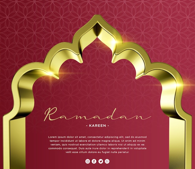 PSD modèle de composition de salutations du ramadan islamique 3d