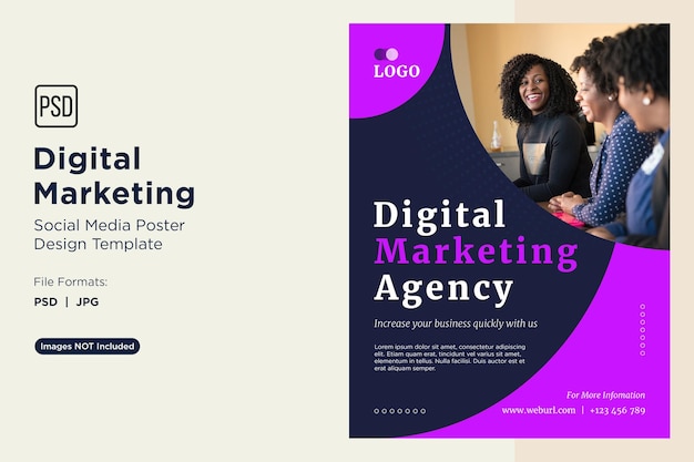 Modèle de conception d'affiche d'affaires pour les experts du marketing numérique