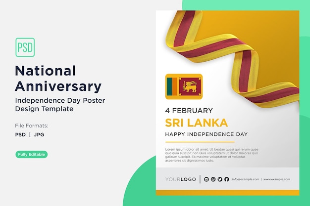 Modèle de conception de l'affiche de la célébration de la fête de l'indépendance de l'anniversaire national du Sri Lanka