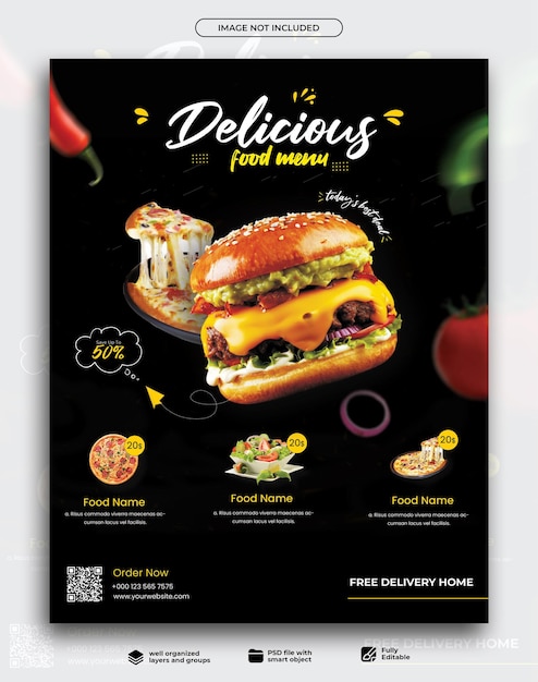 PSD modèle de conception d'affiche de hamburger affiche promotionnelle de nourriture psd