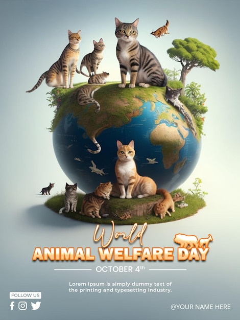 PSD modèle de conception d'affiche de la journée des animaux psd