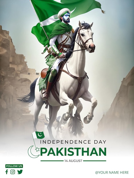 Modèle De Conception D'affiche De Voeux Pour Le Jour De L'indépendance Du Pakistan Psd