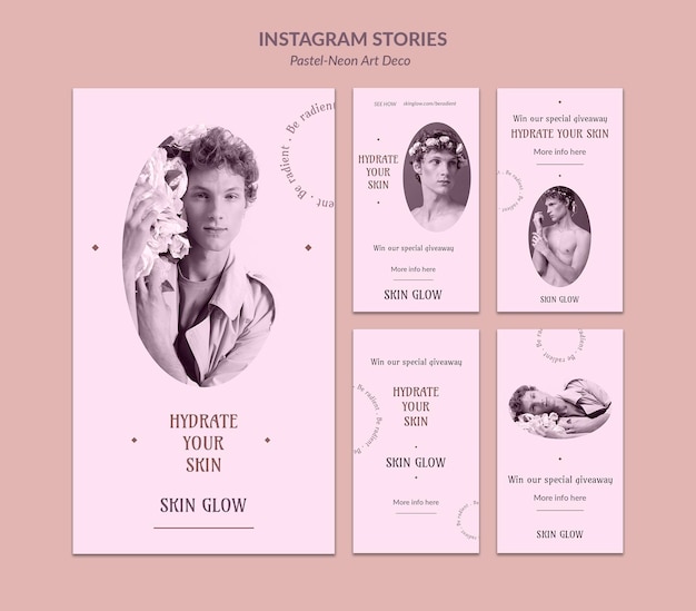 Modèle de conception d'art néo pastel d'histoires instagram