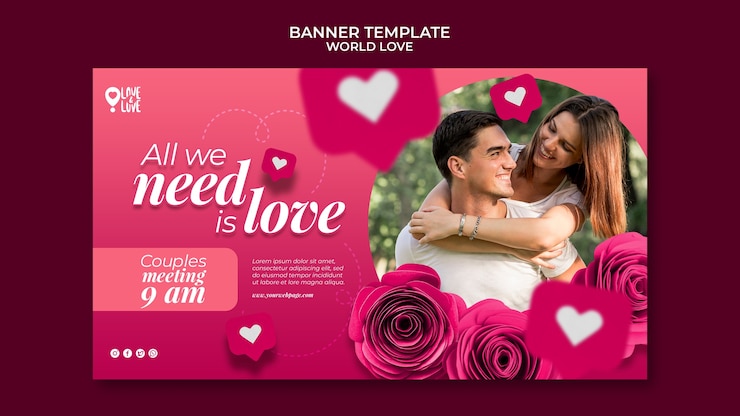 PSD le modèle de conception de la bannière de l'amour du monde