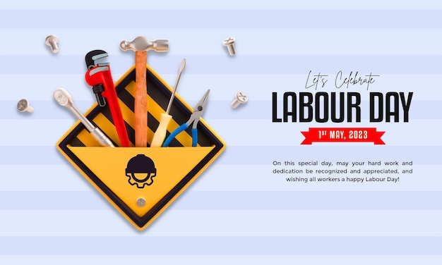 Modèle de conception de bannière de célébration de la fête internationale du travail