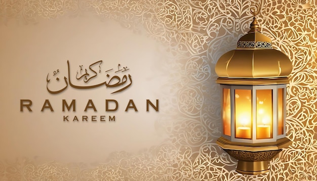 PSD le modèle de conception de la bannière dorée en arabe de psd ramadan kareem