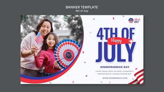 PSD modèle de conception de bannière du 4 juillet