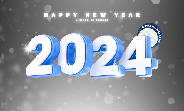 modèle de conception de bannière à effet de texte 3D rendant une bonne année 2024