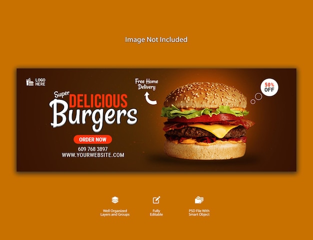 Modèle de conception de bannière de hamburger super délicieux