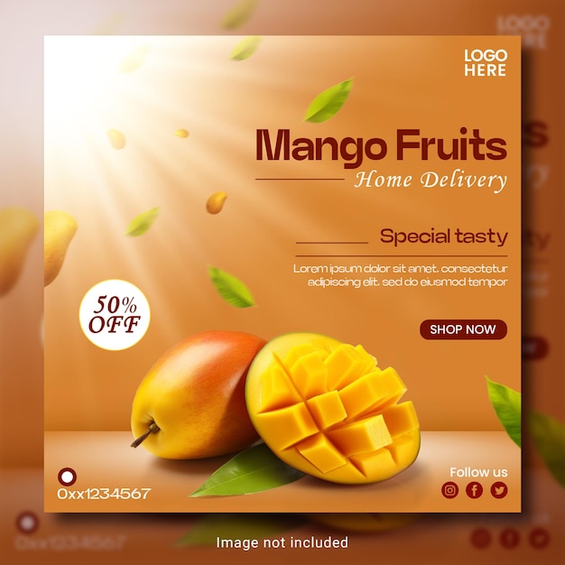 PSD le modèle de conception de la bannière de mango fruits squire psd