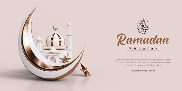 Modèle De Conception De Bannière De Médias Sociaux Ramadan Mubarak 3d