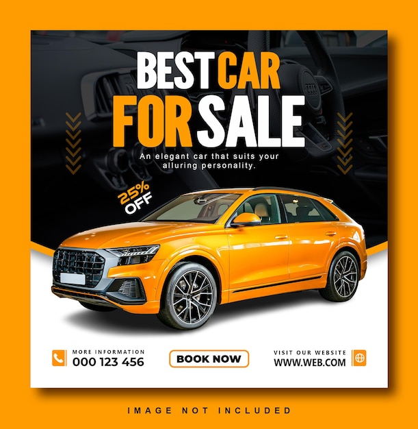 Modèle de conception de bannière de poste de vente de voiture instagram