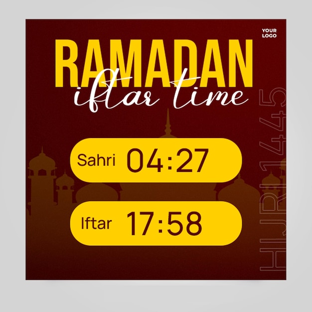 PSD modèle de conception de bannière postée sur les réseaux sociaux pour saluer le ramadan islamique