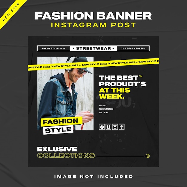 Modèle de conception de bannière de publication instagram de mode streetwear