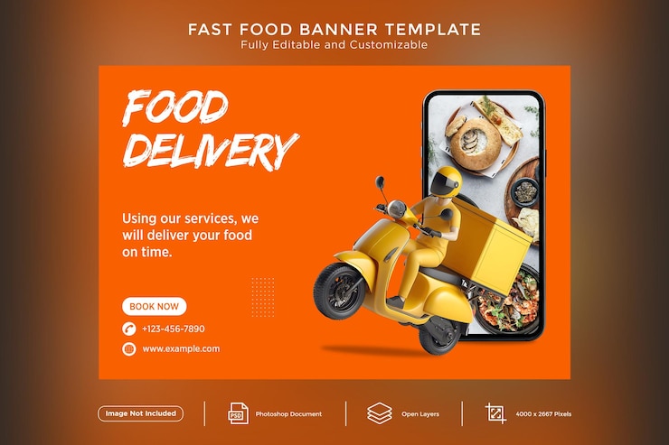 PSD modèle de conception de bannière de restauration rapide