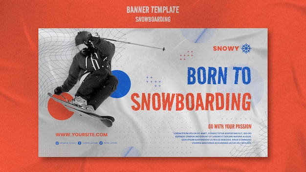 PSD modèle de conception de bannière de snowboard