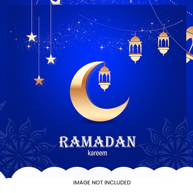 Le modèle de conception de bannières de médias sociaux 3D de Ramadan Kareem