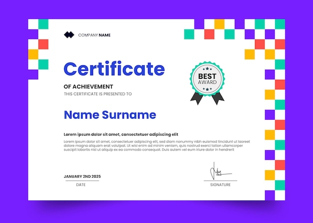 PSD modèle de conception de certificat moderne et simple