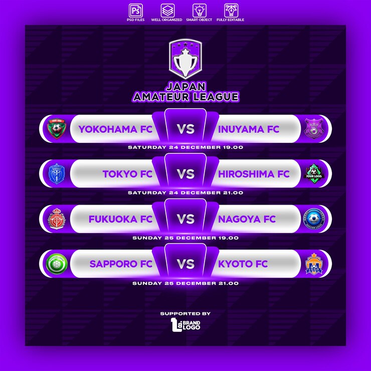 PSD modèle de conception du calendrier de la ligue de football