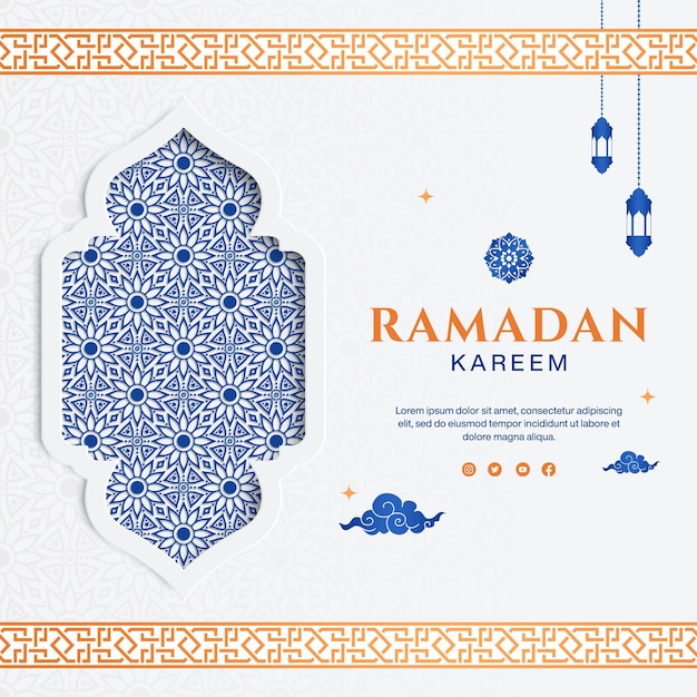 Le modèle de conception du Ramadan Instagram Post Arrière-plan islamique