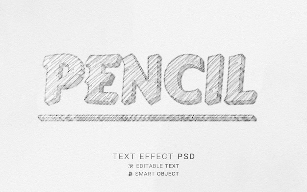 PSD modèle de conception d'effet de texte au crayon