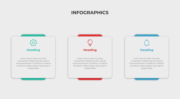 Modèle de conception d'étiquette infographique avec des icônes et 3 options ou étapes