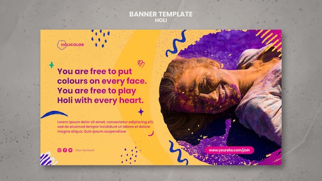 Modèle de conception de festival holi design plat
