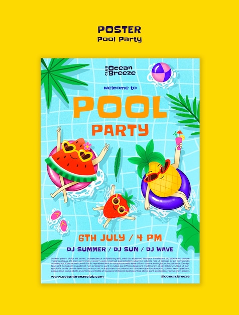 Modèle de conception de la fête de la piscine