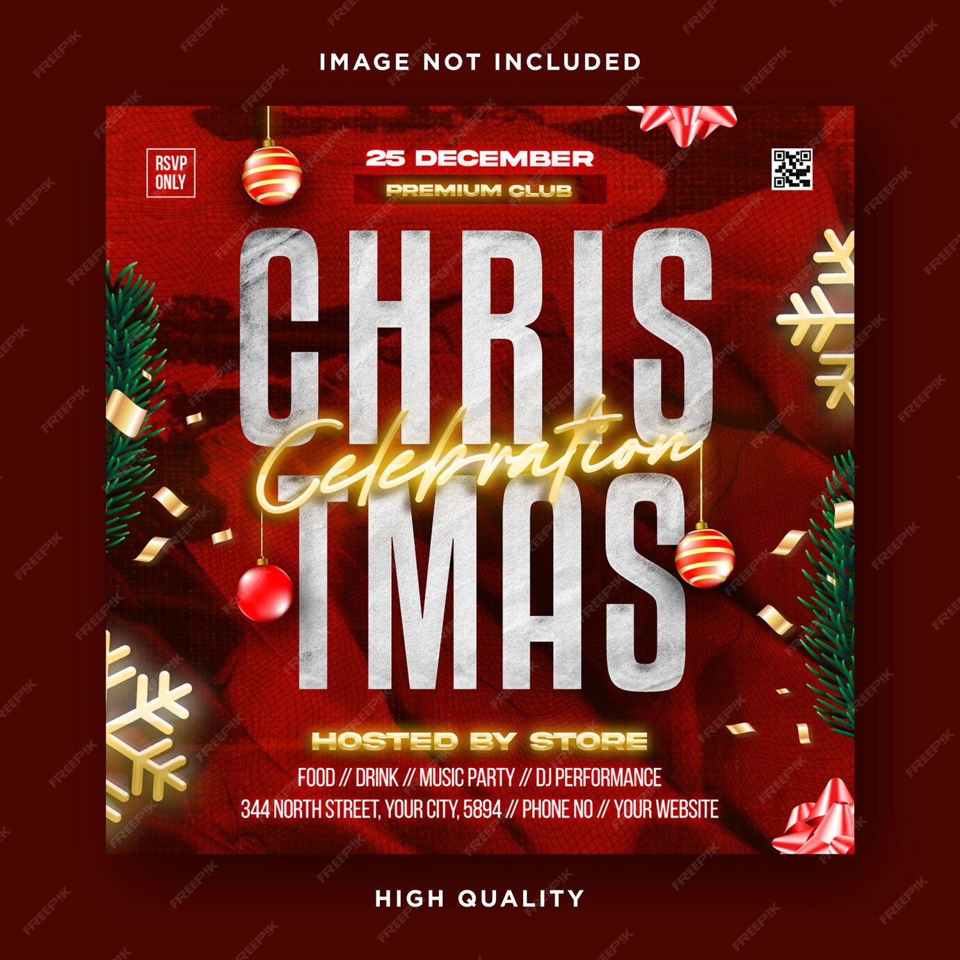 Modèle De Conception De Flyer De Fête De Nuit De Noël PSD Premium