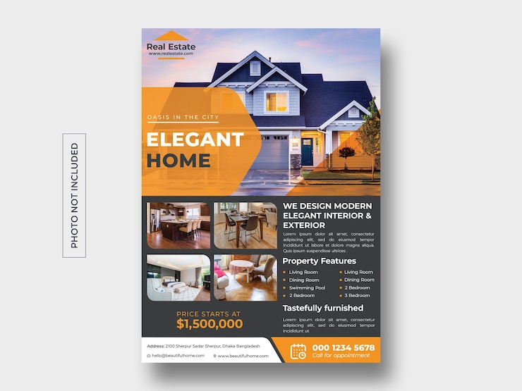 PSD modèle de conception de flyer immobilier