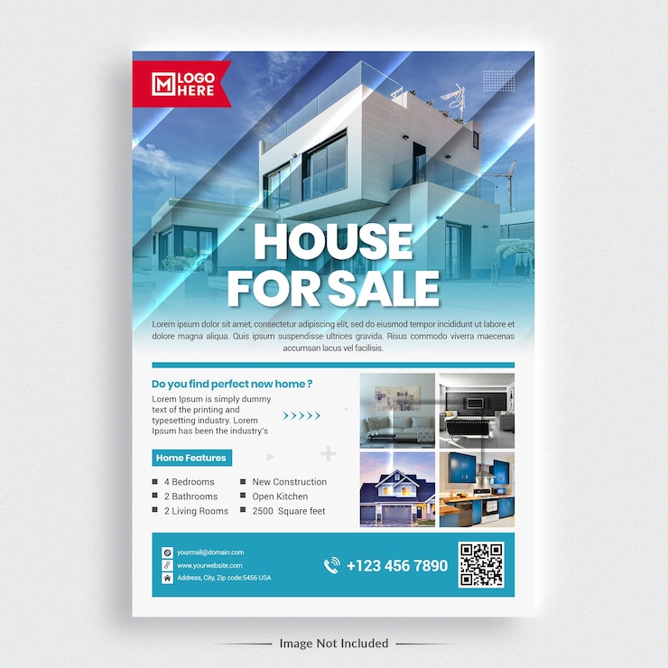 PSD modèle de conception de flyer maison à vendre