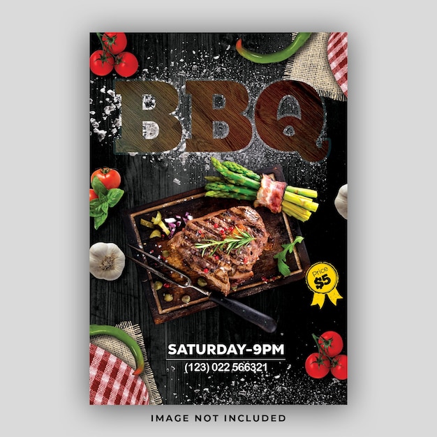 Modèle de conception de flyer de menu de cuisine barbecue américain de restaurant