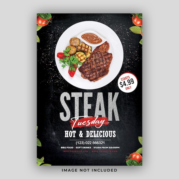 Modèle de conception de flyer de menu de restaurant