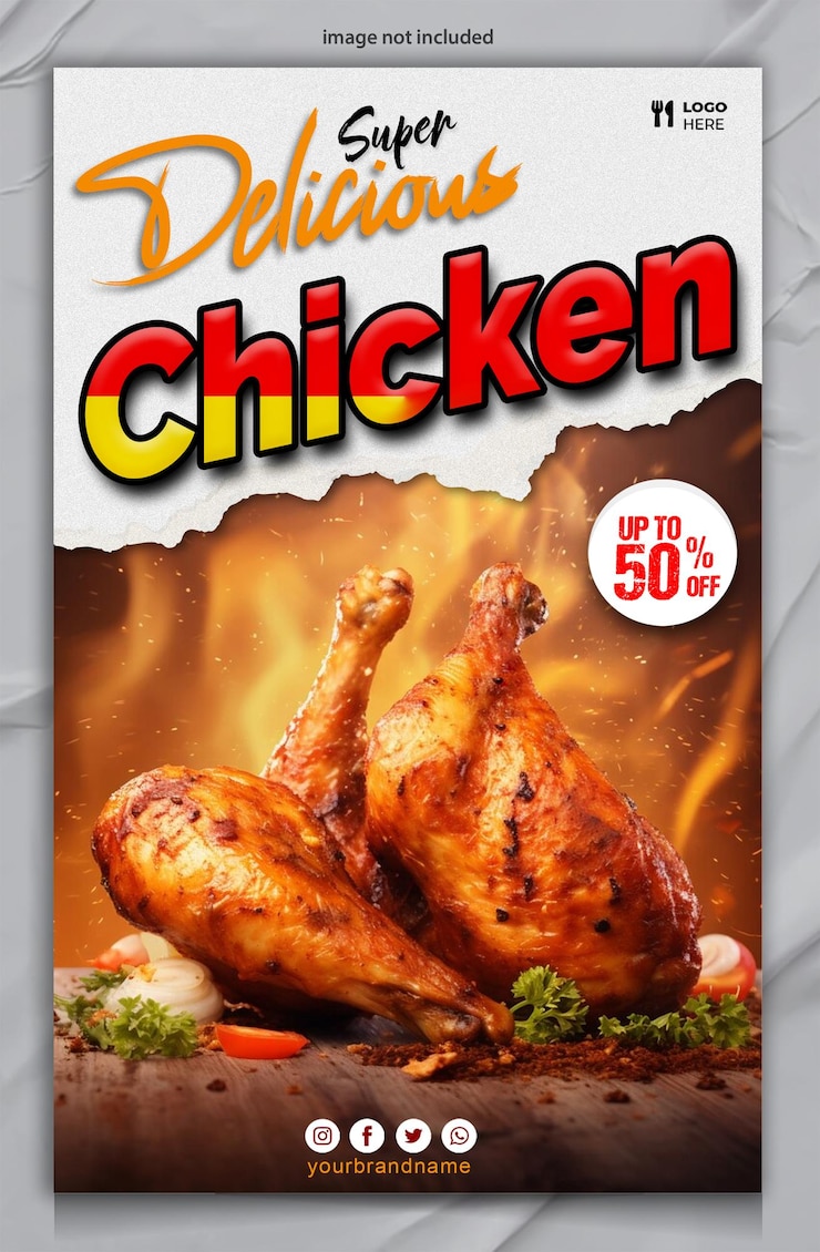PSD modèle de conception de flyer de nourriture de poulet