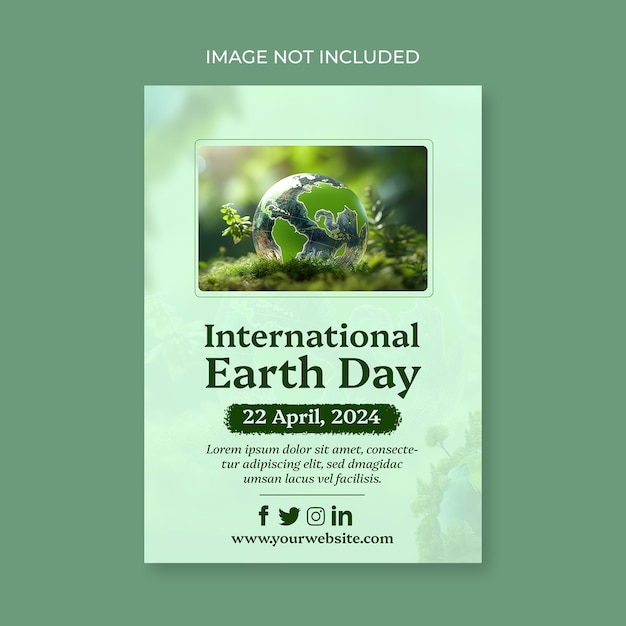 PSD modèle de conception de flyer pour l'affiche du jour international de la terre ou de la journée internationale de la terre