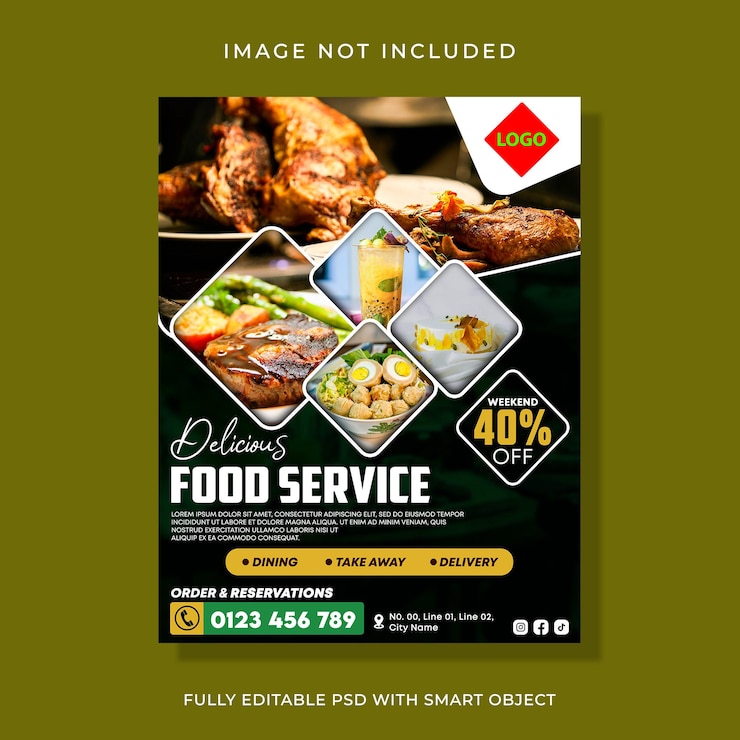 PSD modèle de conception de flyer pour restaurant