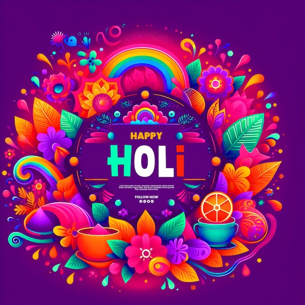 Modèle De Conception De Fond Coloré Joyeux Festival Holi