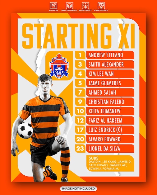 Modèle de conception graphique du club de football des onze premiers