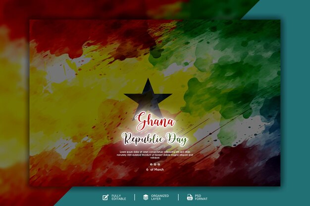 PSD modèle de conception graphique et de médias sociaux pour la fête de l'indépendance du ghana