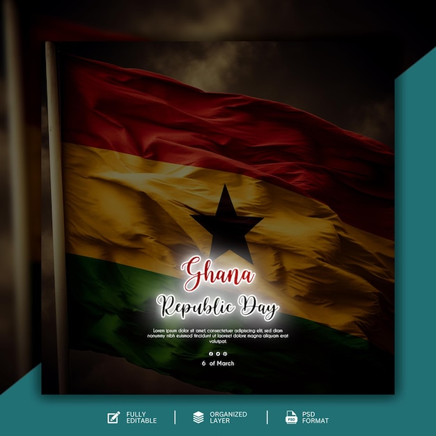 PSD modèle de conception graphique et de médias sociaux pour la fête de l'indépendance du ghana