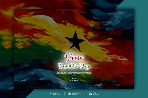 Modèle De Conception Graphique Et De Médias Sociaux Pour La Fête De L'indépendance Du Ghana