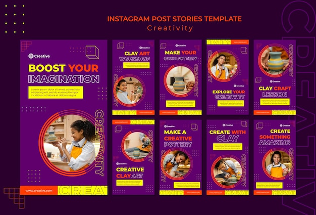 Modèle de conception d'histoire insta créative et imaginative