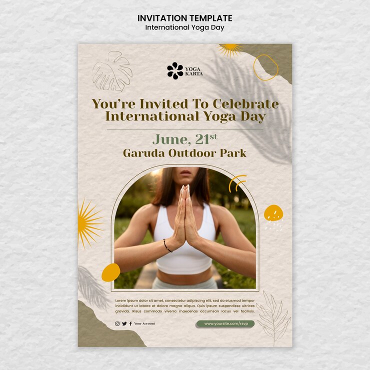 PSD modèle de conception de jour de yoga international