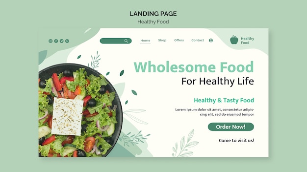 Modèle De Conception De Page De Destination D'aliments Sains