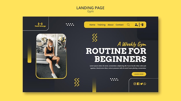 PSD modèle de conception de page de destination de gym