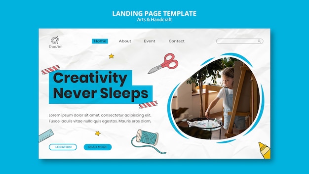 PSD modèle de conception de page de destination pour les arts et l'artisanat